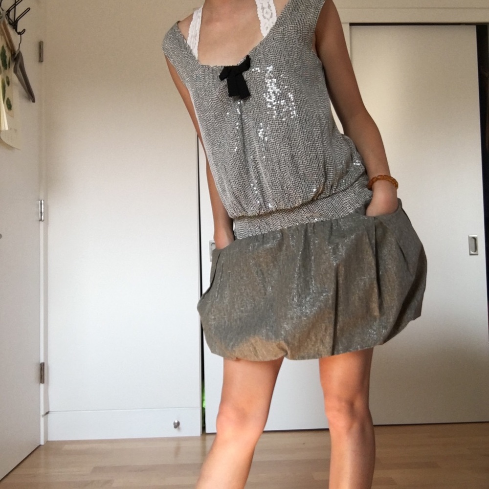 Sequined and metallic mini dress